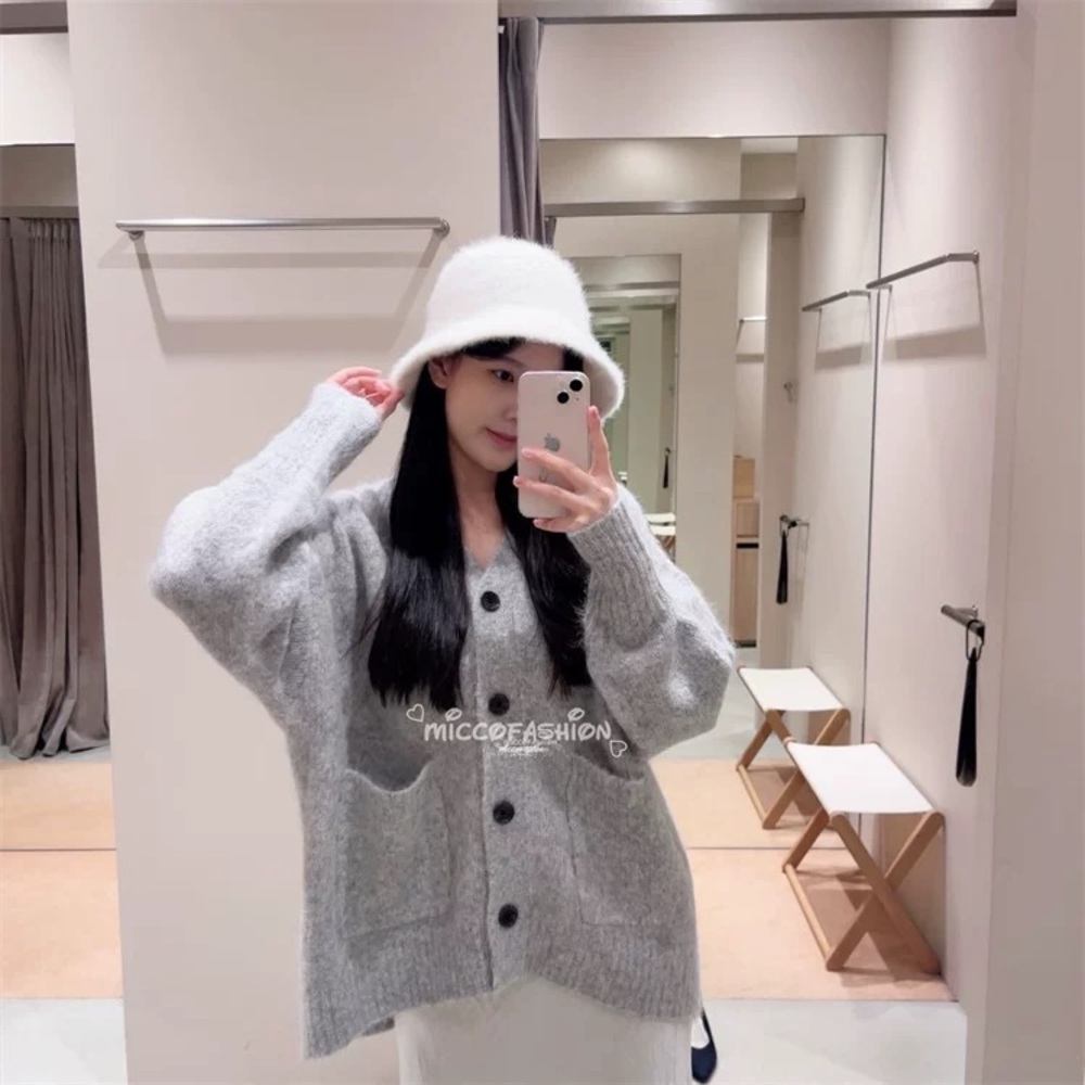 United Arrows Green Label Relaxing ALPACA SHAGGY V-NECK CARDIGAN